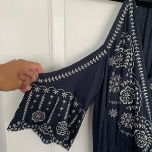 xhilaration dress- navy. Embroidered front.